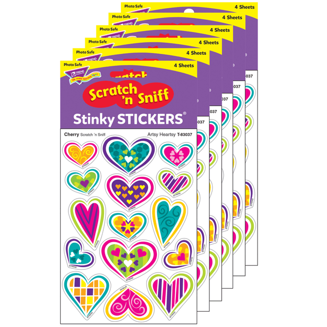 Add some fun to your classroom or home with these Trend Stinky Stickers. These stickers are fun to collect, or use for motivation for your kids.  Scratch N sniff fragrances, designs and shapes.  Acid-free and non-toxic.  Safe for use on photos.  Each pack includes 60 stickers in 15 designs. Sold as 6 packs for a total of 360 stickers.