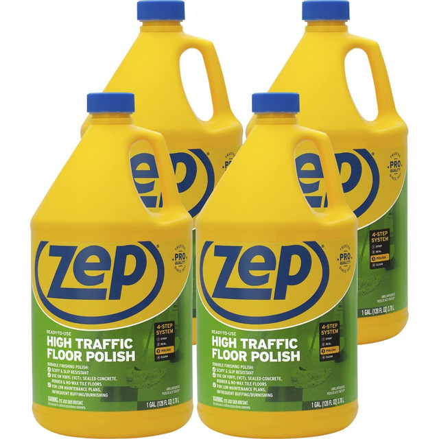 ZEP INC. ZUHTFF128CT Zep High-Traffic Floor Finish - 128 fl oz (4 quart) - Durable - Clear, Green - 4 / Carton