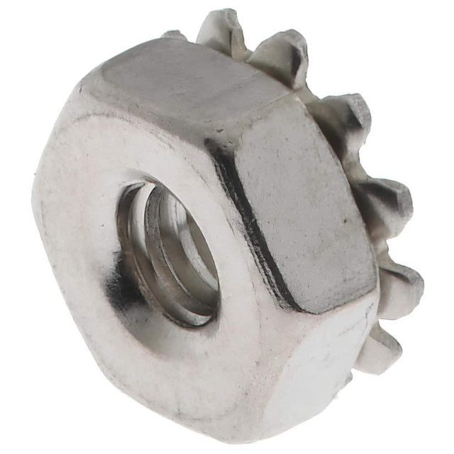 Value Collection 1-KN-4C #4-40, 0.109" High, Uncoated, Stainless Steel K-Lock Hex Nut with External Tooth Lock Washer