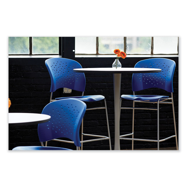 SAFCO PRODUCTS 6804BU Reve GuestBistro Chair with Sled Base, Supports Up to 250 lb, 18" Seat Height, Blue Seat/Back, Silver Base, 2/Carton