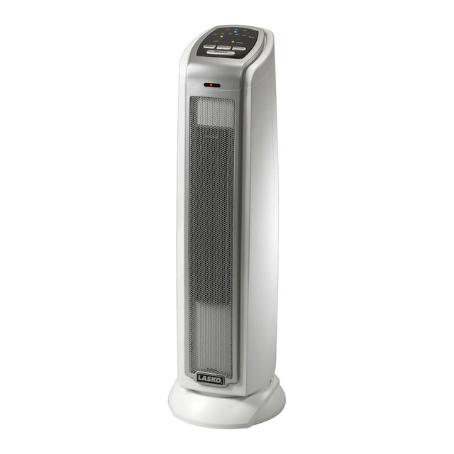 LASKO PRODUCTS, LLC 5775 Lasko 5775 1500 Watts Electric Ceramic Oscillating Tower Heater, 2 Heat Settings, 22.75inH x 7.12inW x 7.5inD, Gray