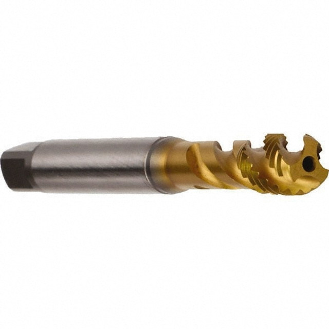 Emuge B0973700.0050 Spiral Flute Tap: M5 x 0.80, Metric, 3 Flute, Bottoming, 6H Class of Fit, Cobalt, TiN Finish