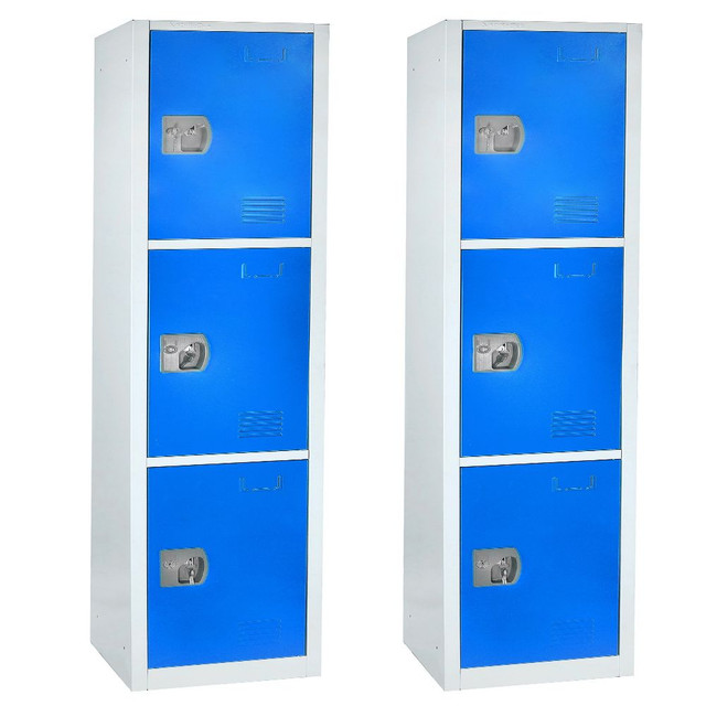 ADIR CORP. ADI629-203-BLU-2PK Alpine Large 3-Tier Steel Lockers, 72inH x 12inW x 12inD, Blue, Pack Of 2 Lockers