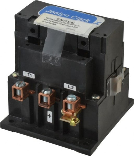 Joslyn Clark 5DP7-7140-11 DC Drive Contactors; Number of Circuits: 3 ; Coil Voltage: 120 VAC; 500 VDC ; Amperage: 75 ; Auxiliary Contacts: 2NO/1NC ; Overall Width (Inch): 3-7/8 ; Overall Depth (Inch): 4-3/8