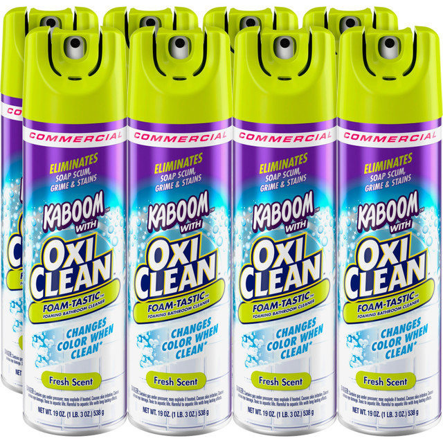 CHURCH & DWIGHT CO., INC. 5703700071CT Kaboom Foam-Tastic Bathroom Cleaner - For Multi Surface - Ready-To-Use - 19 oz (1.19 lb) - Fresh Scent - 8 / Carton - Clear