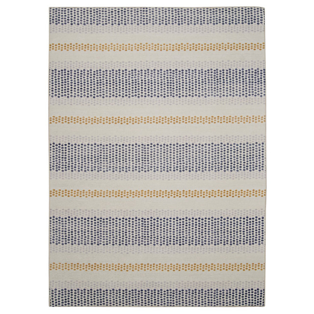 LINON HOME DECOR PRODUCTS, INC Linon OD5041  Washable Outdoor Area Rug, Rennie, 2ft x 3ft, Ivory/Blue