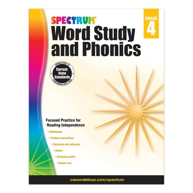 CARSON-DELLOSA PUBLISHING LLC 704607 Carson-Dellosa Spectrum Word Study And Phonics Workbook, Grade 4 CARSON-DELLOSA PUBLISHING LLC 704607 Carson-Dellosa Spectrum Word Study And Phonics Workbook, Grade 4