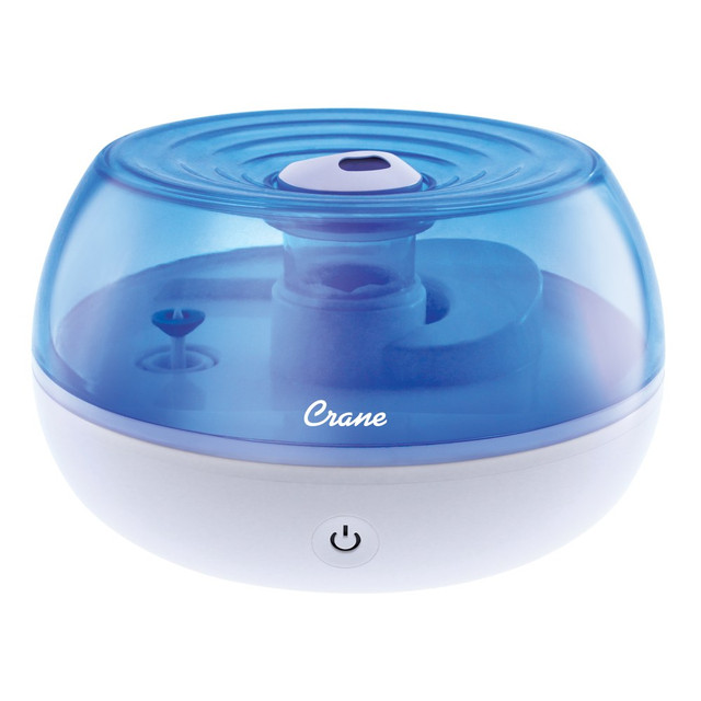 CRANE USA, INC. EE-5951 Crane Personal Ultrasonic Cool Mist Humidifier, 0.2 Gallons, 6 3/4in x 6 3/4in x 4 1/8in, Blue/White