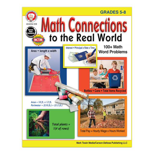 Offers students a way to visualize using math in everyday life. A combination of math and language arts skills guides kids toward effective problem solving and communication skills.  Scenarios let students apply their math skills to real-world situations.  Standards-based activities are designed to help kids thrive in the classroom.  Focus on math and language art skills teaches problem solving and communication.  Designed for grade 5 to grade 8.