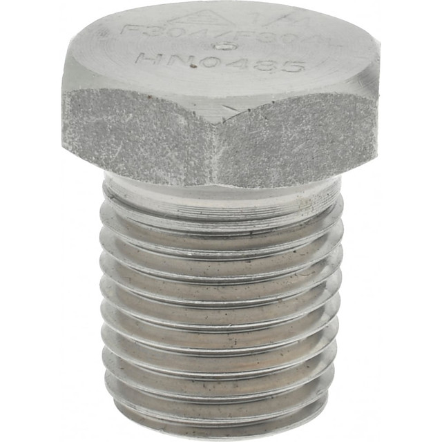 Merit Brass 3417HD-04 Pipe Hex Plug: 1/4" Fitting, 304 & 304L Stainless Steel