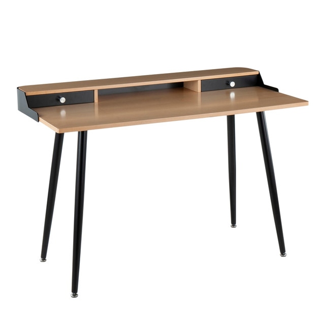 LUMISOURCE, LLC OFD-HRVY NABK LumiSource Harvey 48inW Painted Computer Desk, Black/Natural