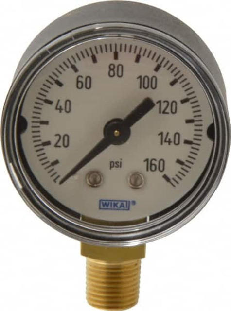 Wika 9747265 Pressure Gauge: 1-1/2" Dial, 1/8" Thread, NPT, Lower Mount