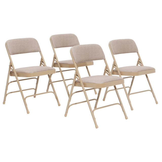 OKLAHOMA SOUND CORPORATION National Public Seating 2301-4  Upholstered Triple-Brace Folding Chairs, Beige, Set Of 4 Chairs