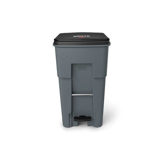 RUBBERMAID 1971968  Commercial BRUTE Rectangular Polyethylene Rollout Bin, Step-On, 65 Gallons, Gray