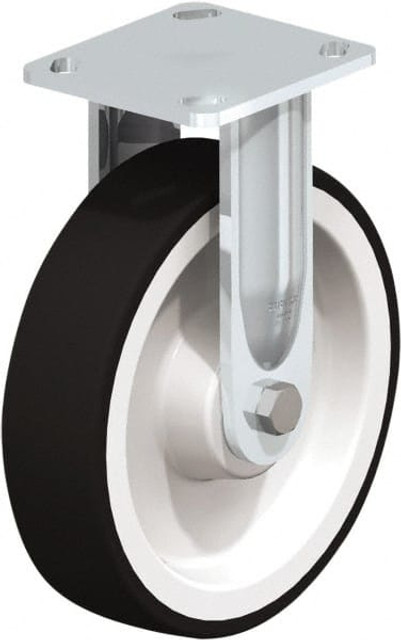 Blickle 910024 Rigid Top Plate Caster: Polyurethane, 8" Wheel Dia, 2" Wheel Width, 1,250 lb Capacity, 9-1/2" OAH