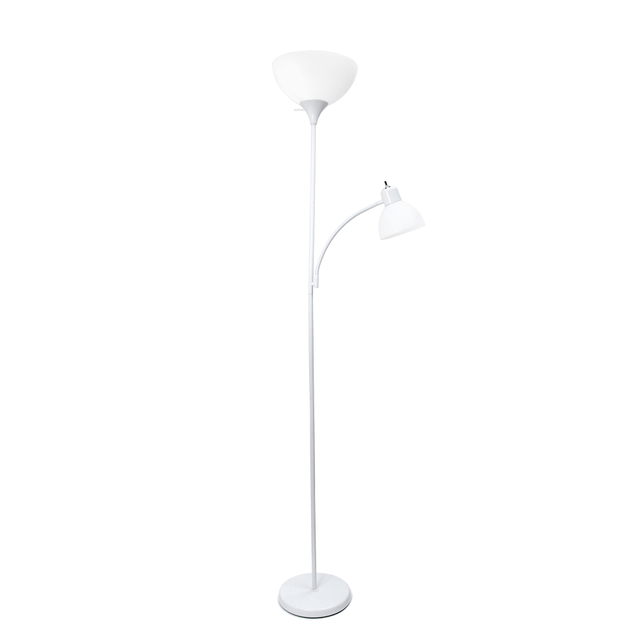 ALL THE RAGES INC CWF-3000-WH Creekwood Home Essentix 2-Light Mother Daughter Metal Floor Lamp, 71-1/2inH, White Shades/White Base