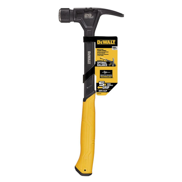 DeWALT DWHT51007 Nail & Framing Hammers; Claw Style: Straight ; Head Weight (Lb): 1.75lb ; Head Weight (Oz): 28oz ; Overall Length: 13.00 ; Handle Color: Black; Yellow ; Grip Style: Ergonomic