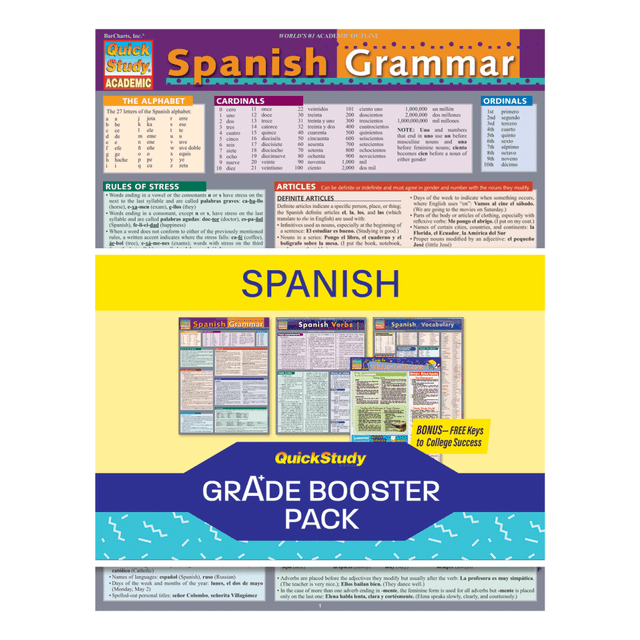 BARCHARTS INC QuickStudy 232735  Grade Booster Pack, Spanish