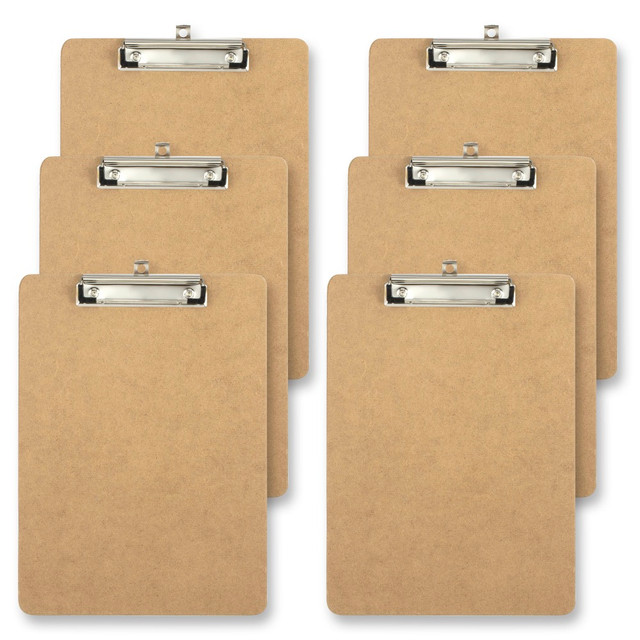 OFFICE DEPOT 10146  Brand Wood Clipboards, 9in x 12-1/2in, 100% Recycled Wood, Light Brown, Pack Of 6 Clipboards