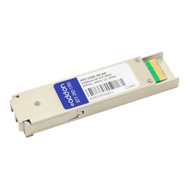 ADD-ON COMPUTER PERIPHERALS, INC. AddOn XFP-1XGE-SR-AO  Juniper XFP-1XGE-SR Compatible XFP Transceiver - XFP transceiver module - 10 GigE - 10GBase-SR - LC - up to 984 ft - 850 nm