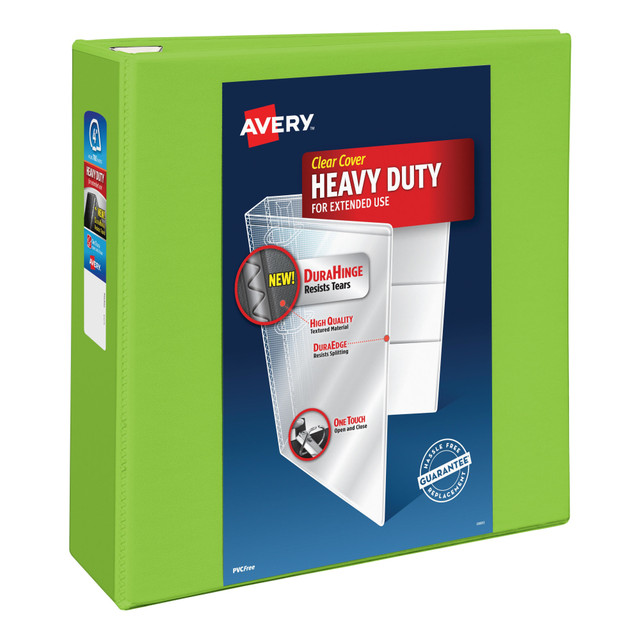AVERY PRODUCTS CORPORATION 79812 Avery Heavy-Duty View 3-Ring Binder With Locking One-Touch EZD Rings, 4in D-Rings, 43% Recycled, Chartreuse AVERY PRODUCTS CORPORATION 79812 Avery Heavy-Duty View 3-Ring Binder With Locking One-Touch EZD Rings, 4in D-Rings, 43% Recycled, Chartreuse