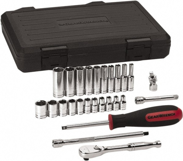 GEARWRENCH 80312DD Deep Standard Socket Set: 26 Pc, 1/4" Drive, 5/32 to 9/16" Socket