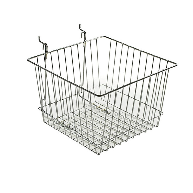 AZAR DISPLAYS 300622 Chrome Wire Baskets, Medium Size, 8in x 12in x 12in, Silver, Pack Of 2 AZAR DISPLAYS 300622 Chrome Wire Baskets, Medium Size, 8in x 12in x 12in, Silver, Pack Of 2