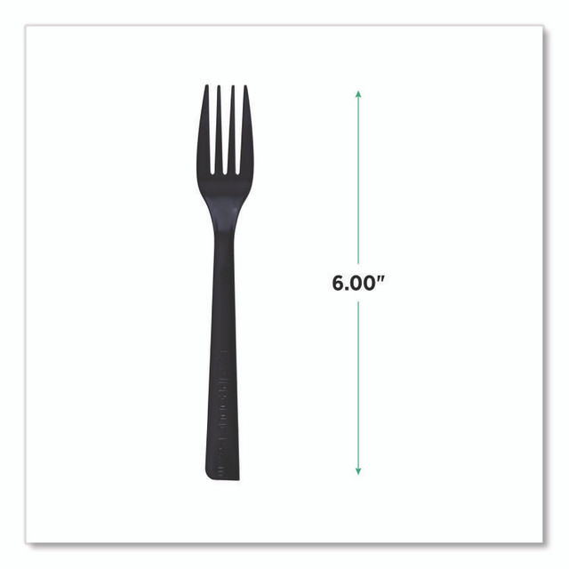 ECO-PRODUCTS,INC. EP-S112 100% Recycled Content Cutlery, Fork, Plastic, Black, 50/Pack, 20 Packs/Carton