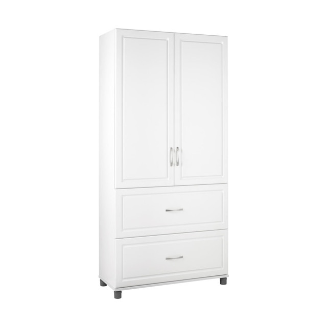 AMERIWOOD INDUSTRIES, INC. 7364401PCOM Ameriwood Home SystemBuild Kendall Storage Cabinet, 2 Drawers, 3 Shelves, White AMERIWOOD INDUSTRIES, INC. 7364401PCOM Ameriwood Home SystemBuild Kendall Storage Cabinet, 2 Drawers, 3 Shelves, White