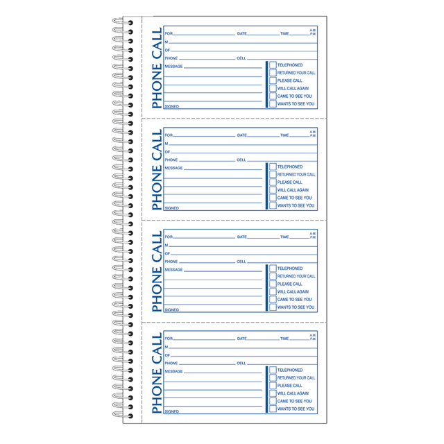 CARDINAL BRANDS, INC SC1154D Adams Spiral Bound Phone Message Book, 11in x 5 1/2in, Book Of 400 Messages