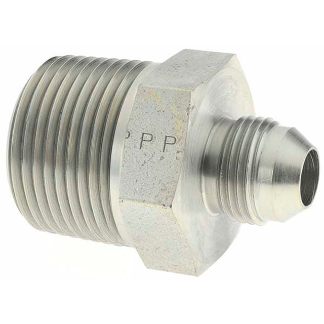 Parker PT-00247 Steel Flared Tube Male Adapter: 1/2" Tube OD, 1-11-1/2 Thread, 37 ° Flared Angle