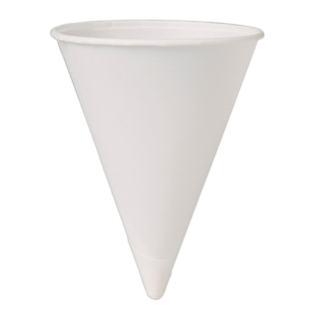 DART CONTAINER CORPORATION Solo Cup 4BR  Paper Cone Water Cups, White, 4 Oz, Bag Of 200 Cups