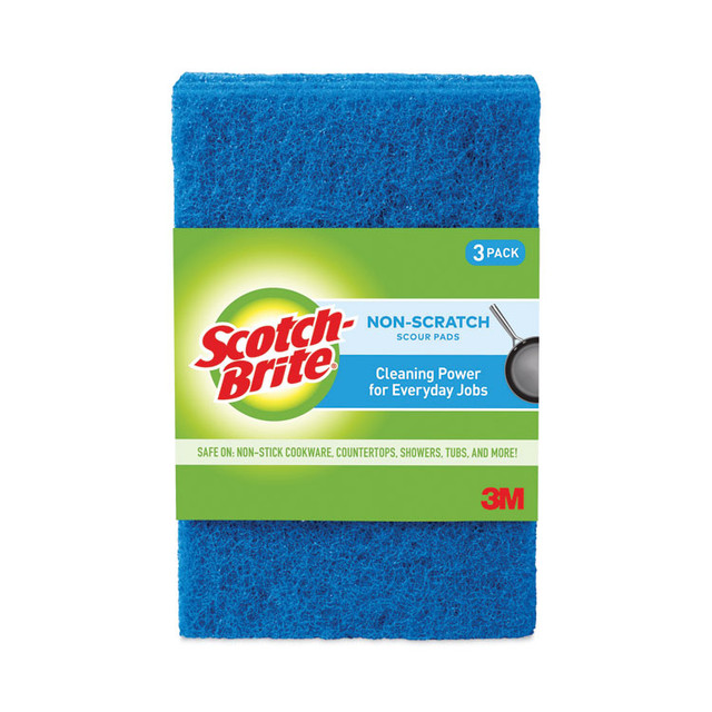 3M/COMMERCIAL TAPE DIV. Scotch-Brite® 62310 Non-Scratch Scour Pads, 3 x 6, Blue, 10/Carton