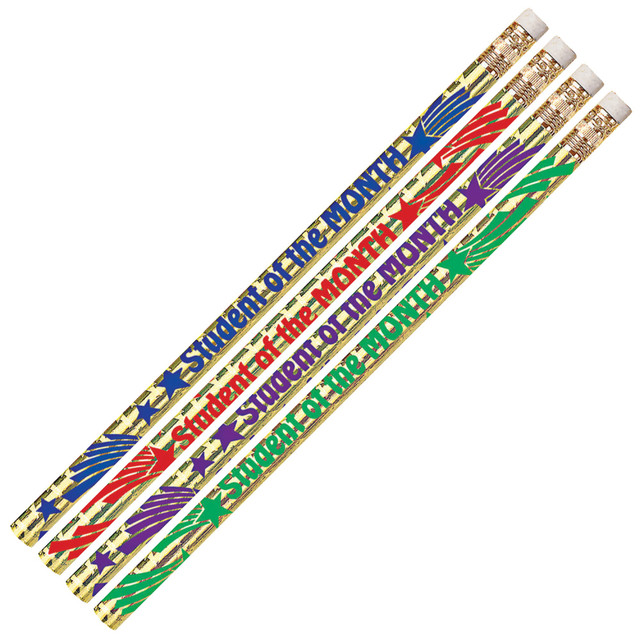 Musgrave Pencil Co. Inc. MUS2284D-12 Musgrave Pencil Co. Motivational Pencils, 2.11 mm, #2 Lead, Student Of The Month, Multicolor, Pack Of 144