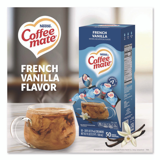 NESTLE Coffee mate® 35170BX Liquid Coffee Creamer, French Vanilla, 0.38 oz Mini Cups, 50/Box
