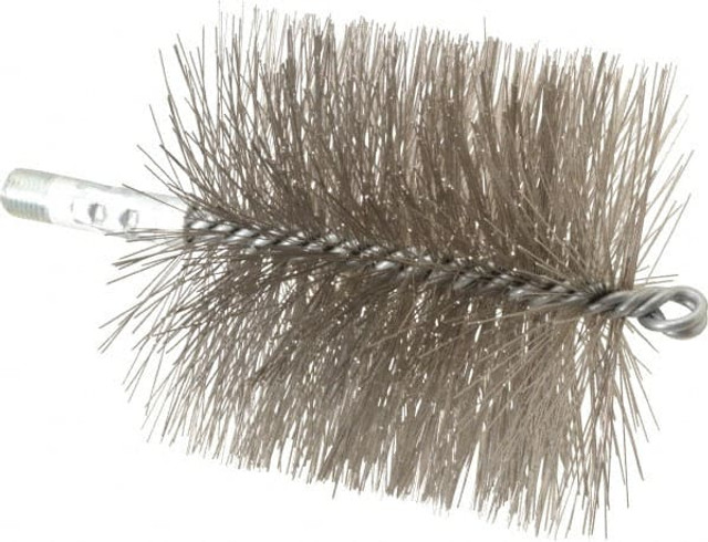 Schaefer Brush 43873 Double Stem/Spiral Tube Brush: 4-1/2" Dia, 7-1/4" OAL, Stainless Steel Bristles