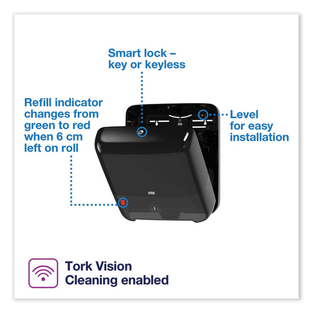 SCA TISSUE Tork® 5510282 Elevation Matic Hand Towel Roll Dispenser, 13.2 x 8.1 x 14.65, Black
