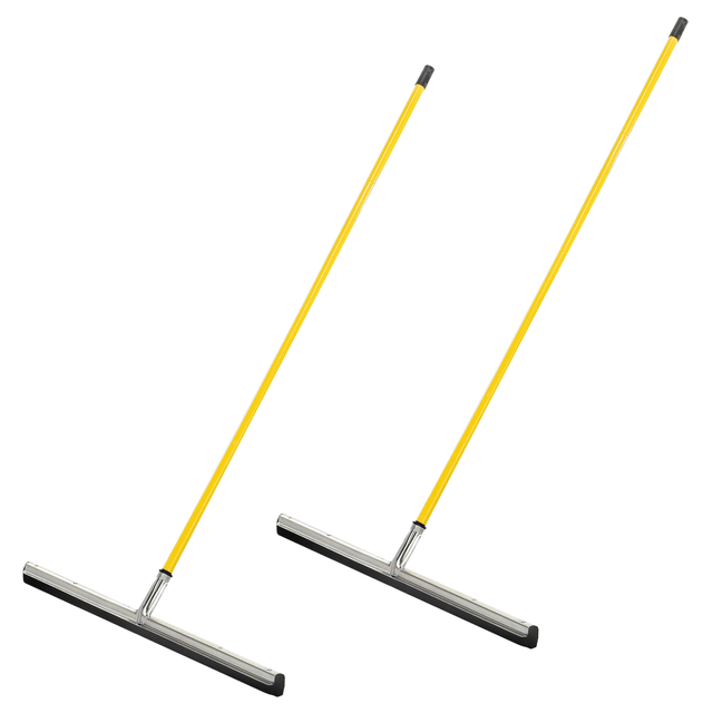 ADIR CORP. Alpine ALP441-30-ST-2PK  Dual Moss Heavy-Duty Floor Squeegees, 30in, 50in Handle, Yellow, Pack Of 2 Squeegees