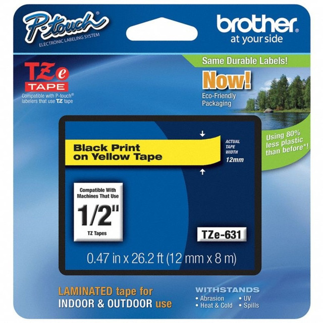 BROTHER INTL CORP TZE-631 Brother TZe-631 Black-On-Yellow Tape, 0.5in x 26.2ft BROTHER INTL CORP TZE-631 Brother TZe-631 Black-On-Yellow Tape, 0.5in x 26.2ft