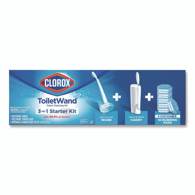 CLOROX SALES CO. 03191CT ToiletWand Disposable Toilet Cleaning System: Handle, Caddy and Refills, White, 6/Carton