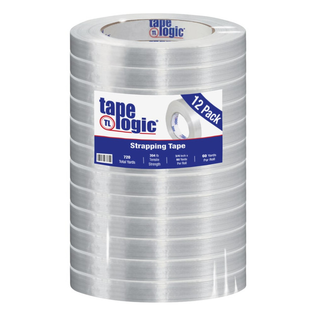 B O X MANAGEMENT, INC. T914150012PK Tape Logic 1500 Strapping Tape, 3/4in x 60 Yd., Clear, Case Of 12