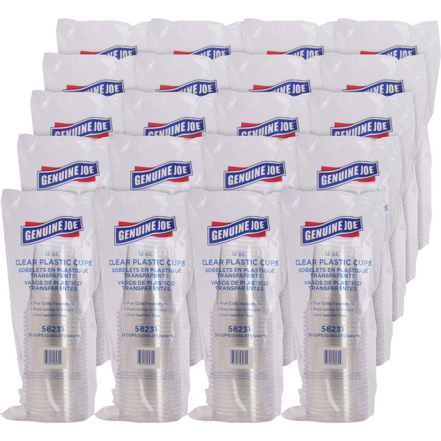 SP RICHARDS 58231CT Genuine Joe Clear Plastic Cups - 25 - 12 fl oz - 500 / Carton - Clear - Plastic - Cold Drink, Beverage SP RICHARDS 58231CT Genuine Joe Clear Plastic Cups - 25 - 12 fl oz - 500 / Carton - Clear - Plastic - Cold Drink, Beverage