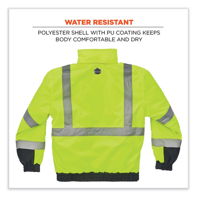 TENACIOUS HOLDINGS, INC. ergodyne® 25626 GloWear 8377 Class 3 Hi-Vis Quilted Bomber Jacket, Lime, 2X-Large