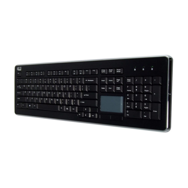 ADESSO INC AKB-440UB Adesso SlimTouch  USB Keyboard, 1inH x 18-1/4inW x 6-1/2inD, Chrome, AKB-440UB