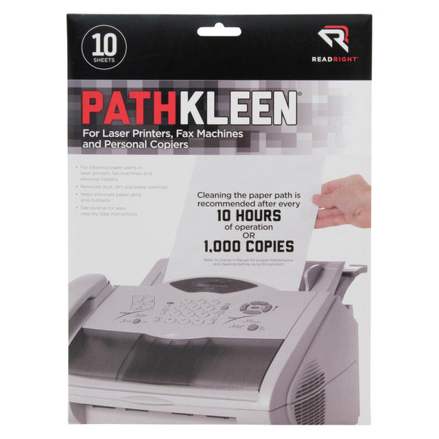 READ/RIGHT RR1237 Advantus Pathkleen Laser Printer Cleaning Sheets, Pack Of 10