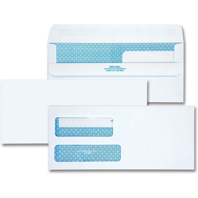 QUALITY PARK PRODUCTS 24519 Quality Park No. 9 Double Window Security Tint Envelopes with Self-Seal Closure - Security - #9 - Adhesive - 250 / Box - White