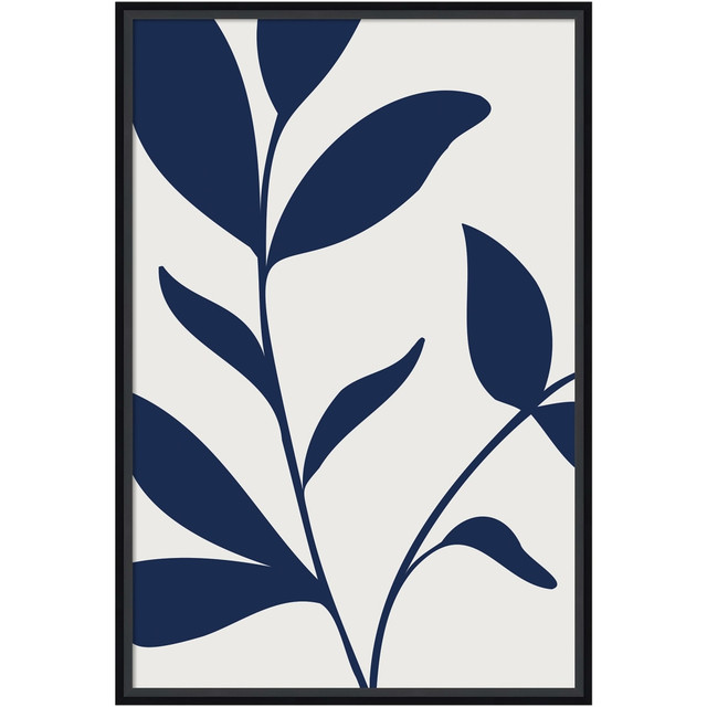 UNIEK INC. A42705511431 Amanti Art Modern Blue Botanical Abstract Print No 3 by The Creative Bunch Studio Wood Framed Wall Art Print, 23inW x 33inH, Black