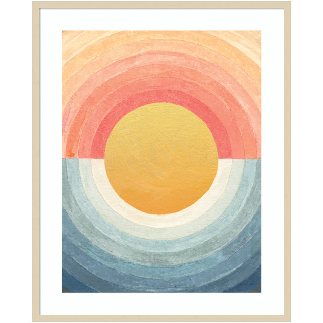 UNIEK INC. Amanti Art A42705534571  Retro Vibes Abstract Sun by Danhui Nai Wood Framed Wall Art Print, 33inW x 41inH, Natural