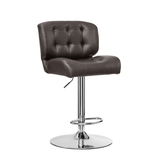 L. POWELL ACQUISITION CORP. Powell ODP2888  Quimby Adjustable Faux Leather Bar Stool With Back, Chocolate/Chrome