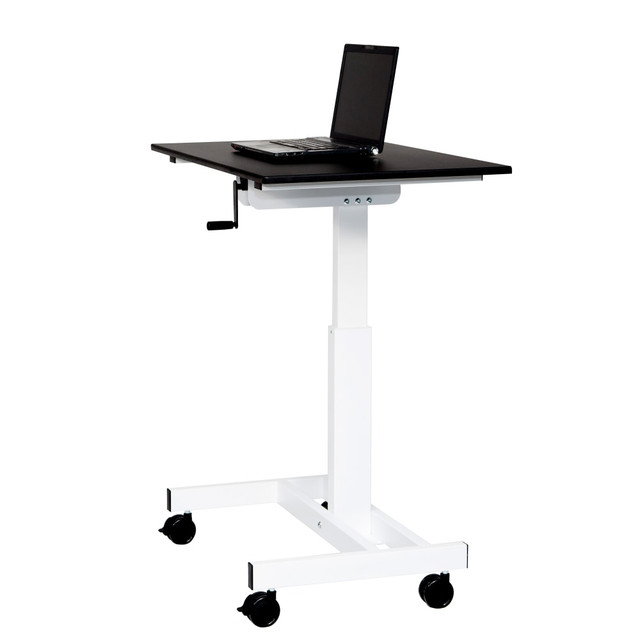 H. WILSON/ LUXOR FURNITURE Luxor STANDUP-SC40-WB  Single Column 40inW Crank Adjustable-Height Standing Desk, Black/Silver